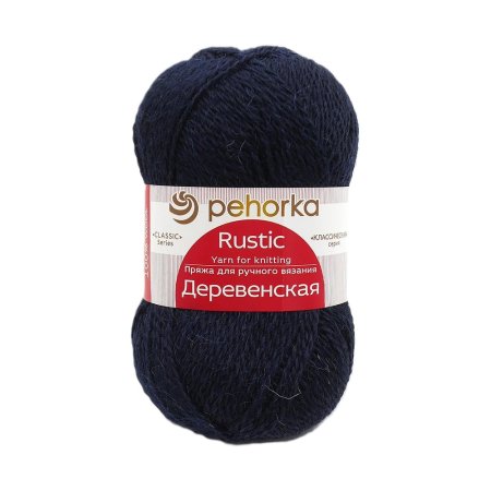 Пряжа Пехорская ПТ "Деревенская" 100% шерсть 1 х 100 г 250 ± 15 м №004 т.синий PEH-DER-004
