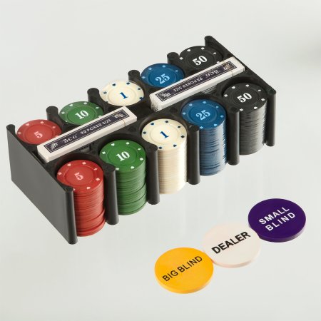 Набор для игры в "Покер" 200 фишек (2 колоды карт, сукно) металлическя коробка RE-PS-62414