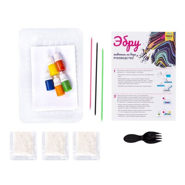 Набор для рисования на воде Magic ART "Эбру", 5 красок, лоток А5 KOR-05158