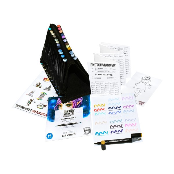 Набор маркеров SKETCHMARKER Brush Manga Set 24 шт Манга + сумка органайзер MPSMB-24MANG