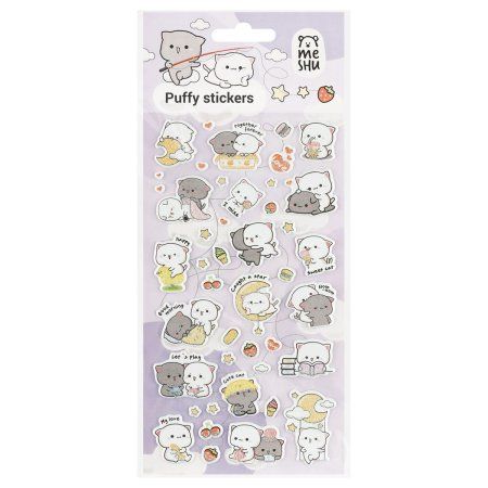 Наклейки объемные MESHU "Cute kittens" 10 x 23 см, пакет европодвес RE-MS_57661