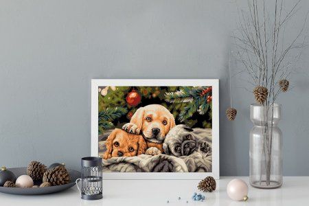 Набор для раскрашивания по номерам (холст на подрамнике) ФРЕЯ 40 х 30 см "Сюрприз под елкой" PNB/PM-262