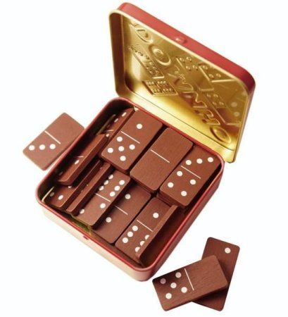 Настольная игра: Домино 28 деревянных фишек, жестяная коробочка MAG02990