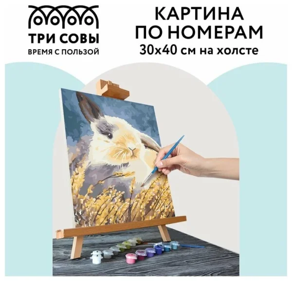 Картина по номерам на холсте ТРИ СОВЫ "Кролик" 30 x 40 см с акриловыми красками и кистями RE-КХ_44099