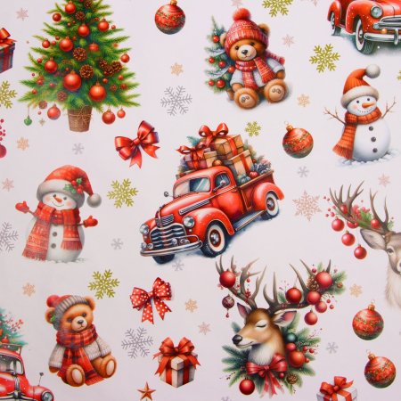 Бумага упаковочная глянцевая 70 х 100 см 80 г/м2 "Снеговик в шапке" SIM-10549218