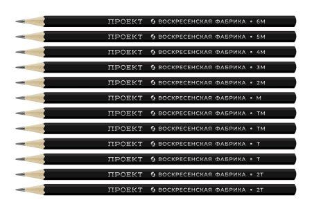 Набор графитных карандашей ОПП ВКФ "Проект" заточенный 12 шт ассорти 12P-4010