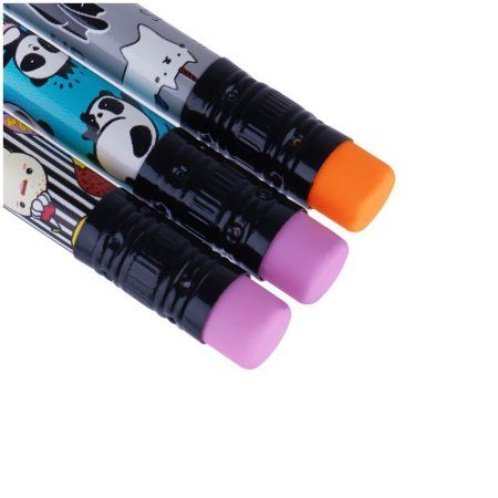 Набор карандашей ч/г MESHU "Mix" 3 шт HB заточенные, с печатью, с ластиком, ассорти RE-311346