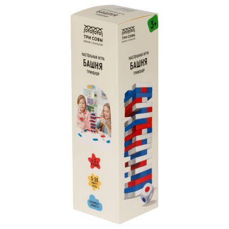 Настольная игра: ТРИ СОВЫ "Башня. Триколор" цветные дерев. блоки, с уголком RE-НИ_52794