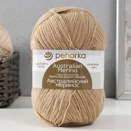 Пряжа Пехорская ПТ "Австралийский меринос" 95% мериносовая шерсть, 5% акрил 1 х 100 г 400 ± 24 м №337 лама PEH-AM-337