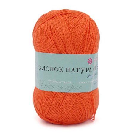 Пряжа Пехорская ПТ "Хлопок натуральный" 100% хлопок 1 х 100 г 425 ± 21 м №284 оранжевый PEH-HLO-284
