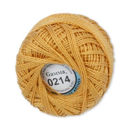 Пряжа GAMMA Ирис 100% хлопок 1 x 10 г 82 ± 3 м №0214 охра GAM-IRI-1-0214