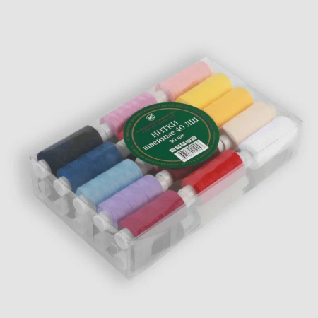 Швейные нитки (армированные) 40 ЛШ 200 м АССОРТИ 30 шт в пластик. коробке ШН-40ЛШ