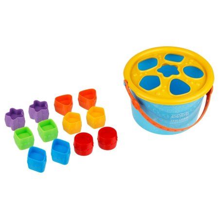 Набор для песка ТРИ СОВЫ сортер-ведро "Забавные мордашки" 14 предметов (ведро, крышка, 12 формочек) RE-ИНС_004