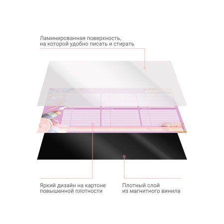 Планер магнитный расписание уроков ArtSpace "Пиши-Стирай. Любимый урок" А4 с маркером RE-350144