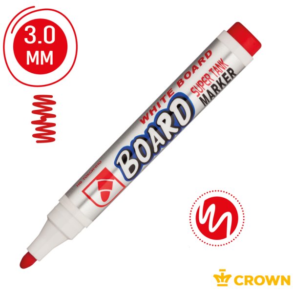 Маркер для белых досок Crown "Multi Board" 3 мм, пулевидный, красный RE-CBM-10003 Маркер для белых досок Crown "Multi Board" 3 мм, пулевидный, красный RE-CBM-10003