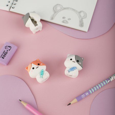 Точилка MESHU "Kitten" 1 отверстие, ассорти RE-MS_54492