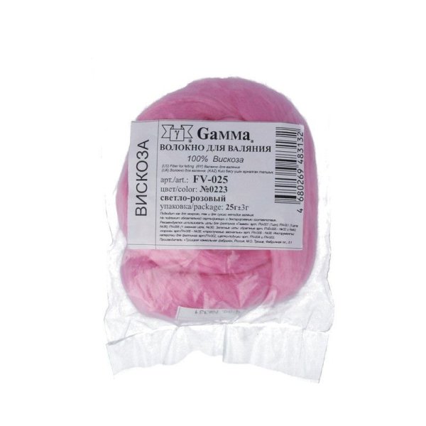 Волокно для валяния GAMMA 100% вискоза 25 г светло розовый FV-025-0223