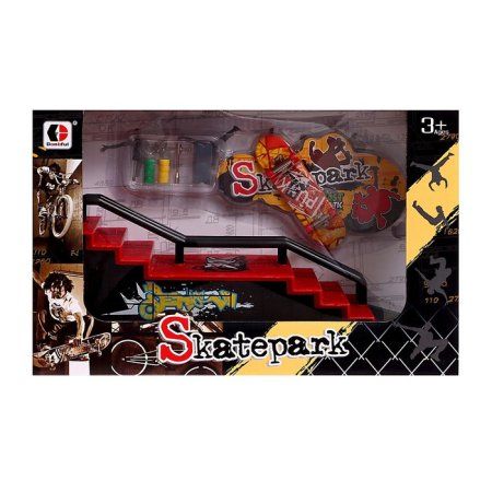 Набор скейт-парк "Трюк: прыжок с лестницы" фингерборд с перилами на лесенках SIM-9445043