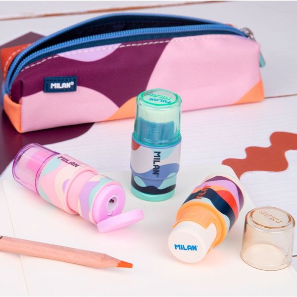 Ластик-точилка MILAN Extension Fun, контейнер, ассорти ML-4725116FN