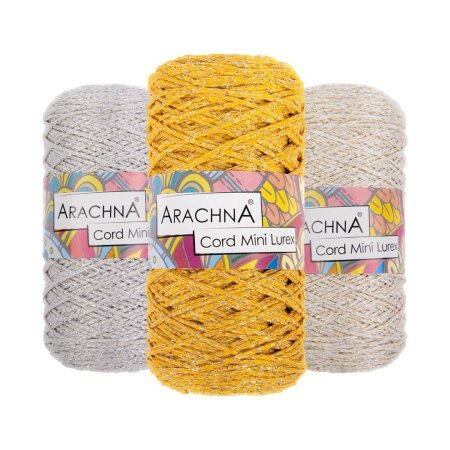 Пряжа ARACHNA Cord Mini Lurex 90% полиэфир, 10% люрекс 1 x 75 ± 10 г 200 ± 10 м