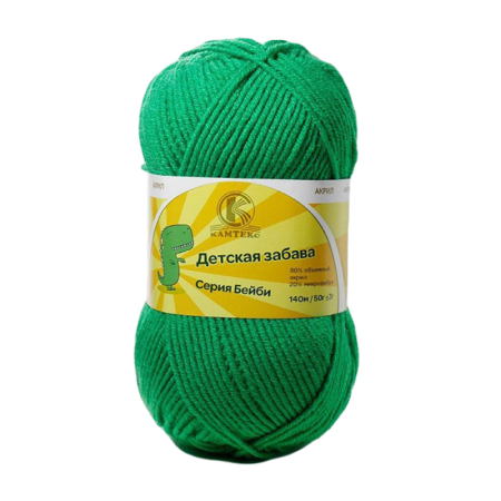 Пряжа Камтекс КТ "Детская забава" 80% акрил, 20% микрофибра 1 x 50 г 140 м 044 трава KAM-ZABAV-044