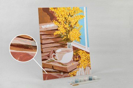 Набор для раскрашивания по номерам (на картоне) ФРЕЯ 40 х 30 см "Натюрморт с букетом мимозы" PKZ/PM-006