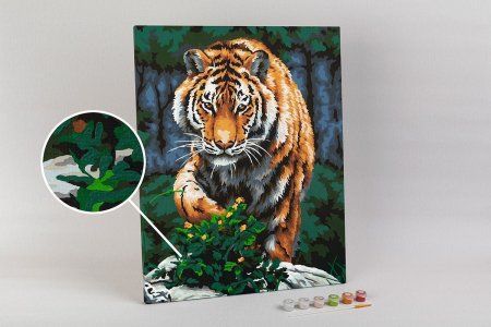 Набор для раскрашивания по номерам (холст на подрамнике) ФРЕЯ 50 х 40 см "Крадущийся тигр" PNB/PL-162
