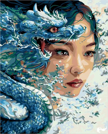 Набор для раскрашивания по номерам (холст на подрамнике) ФРЕЯ 50 х 40 см "Сапфировый дракон" PNB/PL-331