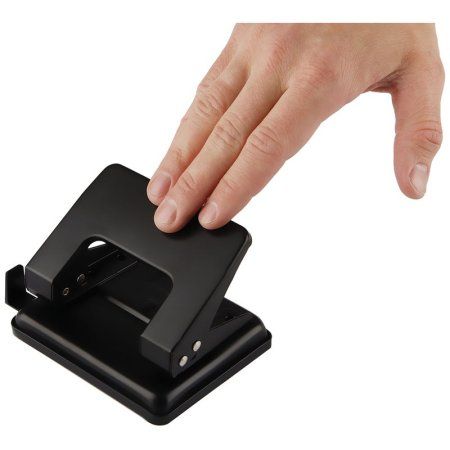 Дырокол OfficeSpace 20л, металлический, черный, с линейкой RE-P204_1865BK Дырокол OfficeSpace 20л, металлический, черный, с линейкой RE-P204_1865BK