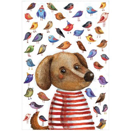 Пазл ТРИ СОВЫ 104 "Щенок и птицы" RE-ПК104_54559