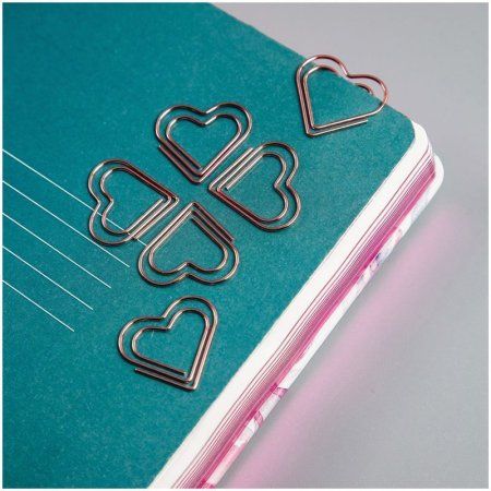 Скрепки фигурные 27 мм MESHU "Hearts" 6 шт пакет с европодвесом RE-MS_41587
