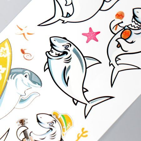 Татуировка на тело цветная "Акулы" фосфорная МИКС 12 x 7.5 см SIM-7882520