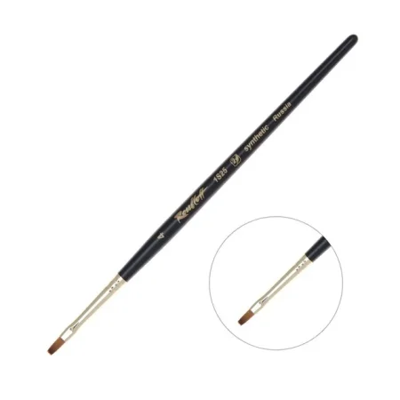 Кисть Roubloff Серия 1S25 синтетика под колонок плоская ручка короткая №4 MPЖS2-04-05Ж