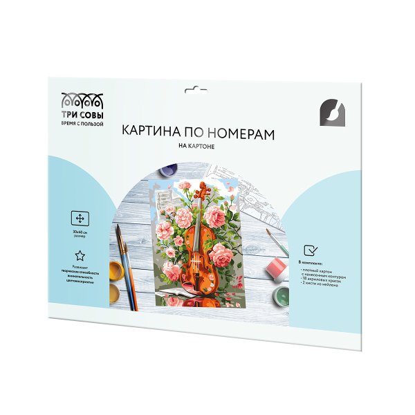 Картина по номерам на картоне ТРИ СОВЫ "Скрипка" 30 x 40 см с акриловыми красками и кистями RE-КК3040_57384