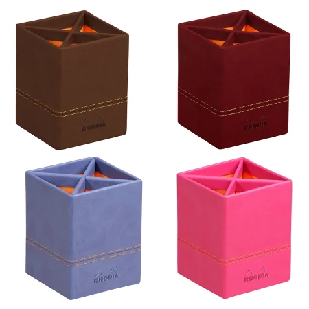 Подставка для карандашей RHODIARAMA 8 x 8 x 11 см, 4 отделения, экокожа