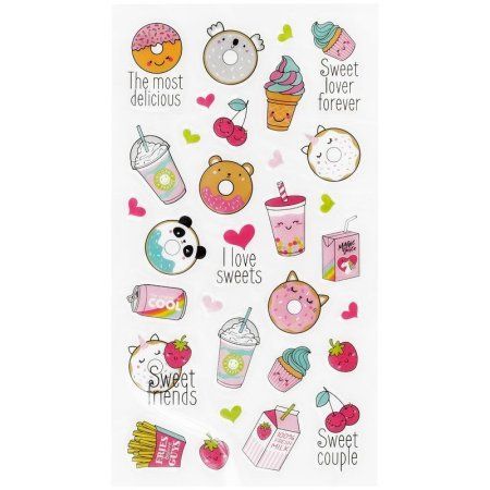 Наклейки гелевые MESHU "Cute sweets" 10 x 22 см, 31 накл, инд. уп., европодвес RE-MS_42772