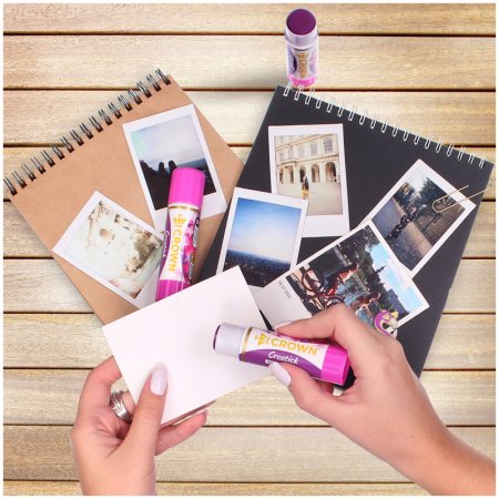 Клей-карандаш Crown "Indicator" 15 г с цветным индикатором, ПВП RE-CG-15M Клей-карандаш Crown "Indicator" 15 г с цветным индикатором, ПВП RE-CG-15M