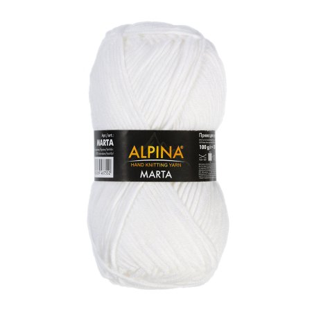 Пряжа ALPINA Marta 100% тактифил 1 х 100 г 120 ± 6 м №001 БЕЛЫЙ ALP-MAR-001