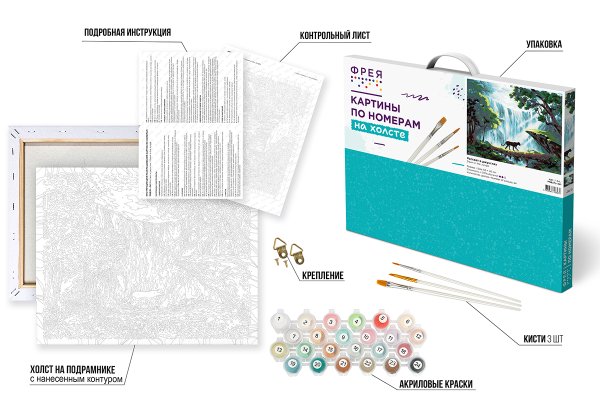 Набор для раскрашивания по номерам (холст на подрамнике) ФРЕЯ 50 х 40 см "Рассвет в джунглях" PNB/PL-341