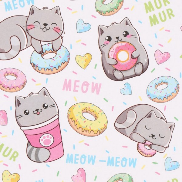 Бумага упаковочная глянцевая 70 x 100 см "Котики" SIM-10889844