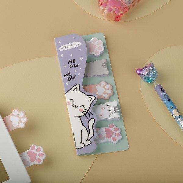 Флажки-закладки MESHU "Meow paw" 20 л, 5 цветов, европодвес RE-MS_54265