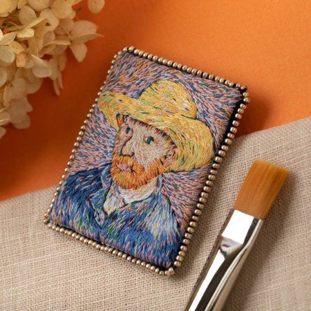 Набор для вышивания PANNA Живая картина. Брошь. Автопортрет в соломенной шляпе 5 х 6 см MET-JK-2260