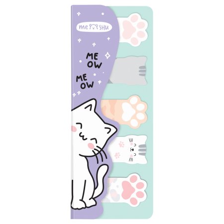 Флажки-закладки MESHU "Meow paw" 20 л, 5 цветов, европодвес RE-MS_54265