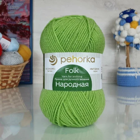 Пряжа Пехорская ПТ "Народная" Шерсть-30%, Акрил-70% 1 х 100 г 220 ± 13 м №342 св.горох PEH-NAR-342