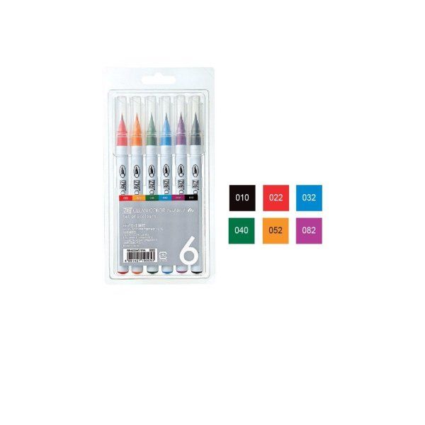 Набор маркеров с кистью Clean Color Real Brush 6 шт MPRB-6000A/6V