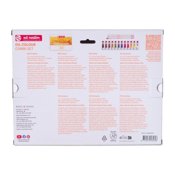 Набор для живописи масляными красками ART CREATION Combiset Oil, 12 цв x 12 мл, бумага А4 (15 л.), 3