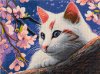 Кристальная (алмазная) мозаика ФРЕЯ на подрамнике "Кошка под сакурой" 40 х 30 см ALPD-243