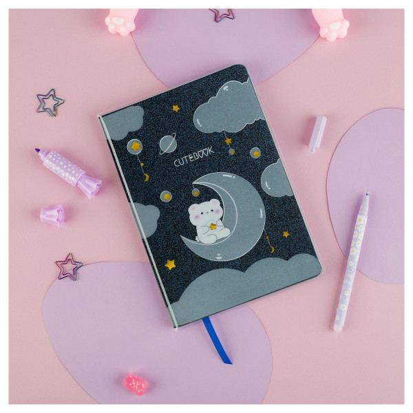 Записная книжка А5 80л. MESHU "Cutestar" ЛАЙТ, кожзам, съемная пластиковая обложка с дизайном, пантон, белила, блок в линию RE-MS_53503