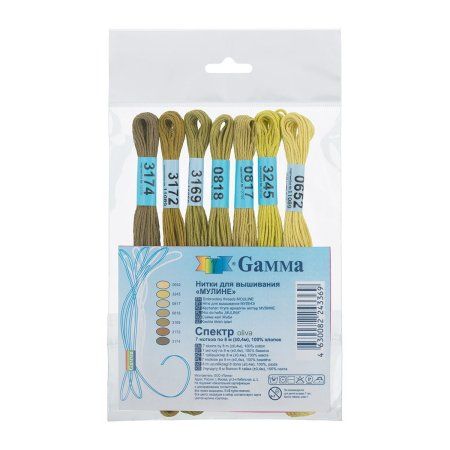 Набор мулине GAMMA "Спектр" 100% хлопок 7 x 8 м Oliva MGS-336