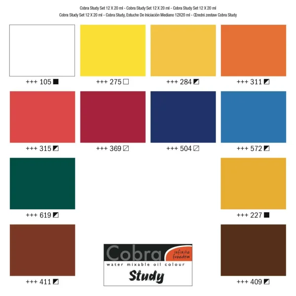 Набор водорастворимых масляных красок Cobra Study Учебный 12 цв x 20 мл MP25820412